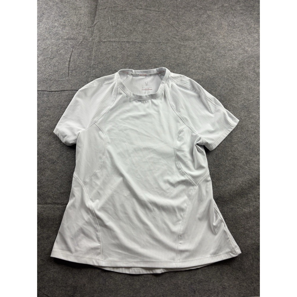 SPYDER WOMENS M ACTIVE RIBBED SHORT SLEEVE WAIST LENGTH T-SHIRT PILATES GYM